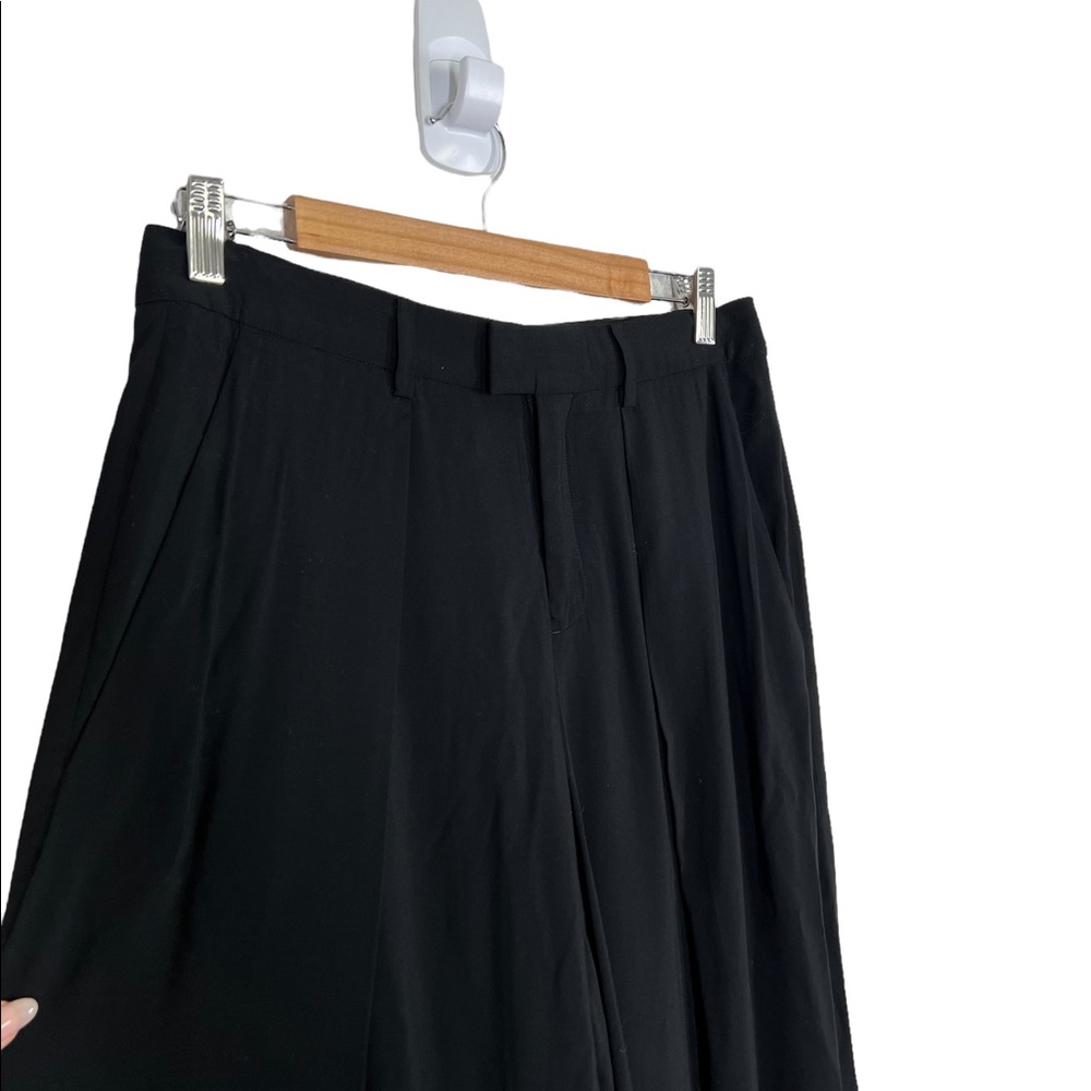Helmut Lang Wide Leg Trouser Pants Silk Blend Black Front Pleat Women's size 10 - Picture 3 of 11